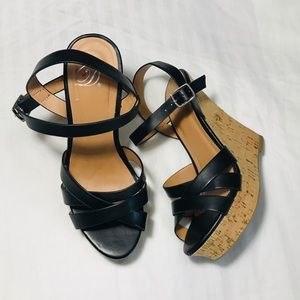 ‼️ 2/$55 ‼️ 🌚 Black leather strap wedge